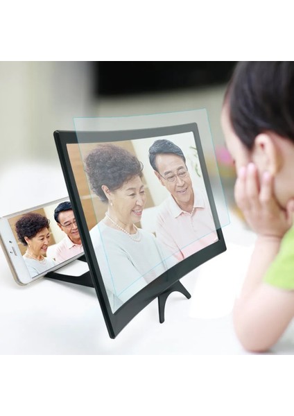 Beyaz Lens 12 Inç Eğri Telefon Ekran Büyüteç Amplifikatör Projektör Hd Ekran Katlanabilir Cep Telefonu Standı ile (Yurt Dışından) fiyatları