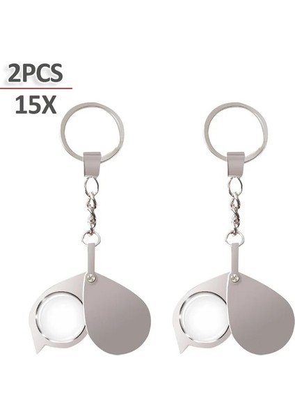 2 Adet 15X Katlanır Takı Büyüteç Taşınabilir Büyüteç Cep Boyutu Jewllery Büyüteç Gözlük 10X 15X Büyütme Anahtarlık (Yurt Dışından)
