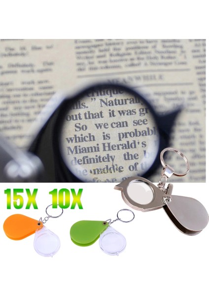 2 Adet 15X Katlanır Takı Büyüteç Taşınabilir Büyüteç Cep Boyutu Jewllery Büyüteç Gözlük 10X 15X Büyütme Anahtarlık (Yurt Dışından) modelleri