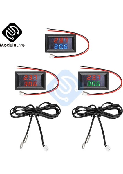 Kırmızı Kırmızı Dc 4-28V 5V 12V 0.28 Inç 0.28 "led Ekran Çift Kırmızı Mavi Yeşil Dijital Sıcaklık Sensörü Termometre Ntc Prob Kablosu (Yurt Dışından)