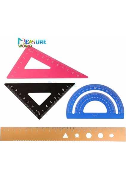 Mavi 4 In 1 Metal Cetvel Alüminyum Alaşımlı Açı Cetvel Iletki Üçgen Cetvel Çok Fonksiyonlu Ölçme Alet Takımı Kare Açıölçer (Yurt Dışından) fiyatları