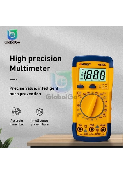 Mavi Sarı A830L LCD Dijital Multimetre Ac Dc Gerilim Diyot Frekans Multitester Akım Test Cihazı Buzzer Fonksiyonlu Aydınlık Ekran (Yurt Dışından)