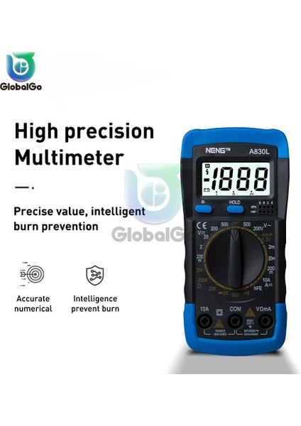 Mavi Sarı A830L LCD Dijital Multimetre Ac Dc Gerilim Diyot Frekans Multitester Akım Test Cihazı Buzzer Fonksiyonlu Aydınlık Ekran (Yurt Dışından)