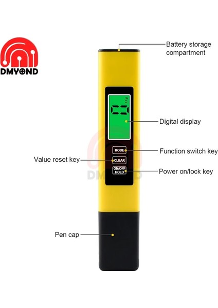 Sarı Dijital Ph Ec Tds Metre Test Cihazı Sıcaklık Kalem Su Saflığı Ppm Filtre Hidroponik Akvaryum Havuz Suyu Monitör Ph 0-9990PPM (Yurt Dışından) modelleri