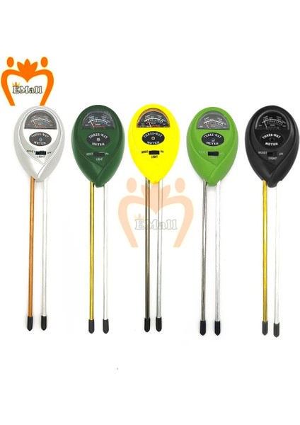 Yuvarlak Kafa 3 In1 Toprak Su Nem Ph Ölçer Asitlik Nem Güneş Işığı Işığı Ph Testi Bahçe Bitkileri Çiçekler Nem Test Cihazı Test Cihazı (Yurt Dışından)