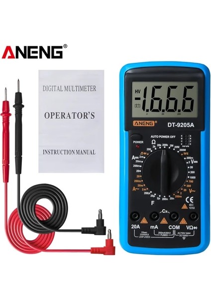 Mavi Aneng DT9205A Dijital True Rms Multimetre Ac/dc Transistör Gerilim Test Cihazı Elektrikli Ncv Profesyonel Analog Otomatik Aralığı Multimetro (Yurt Dışından)
