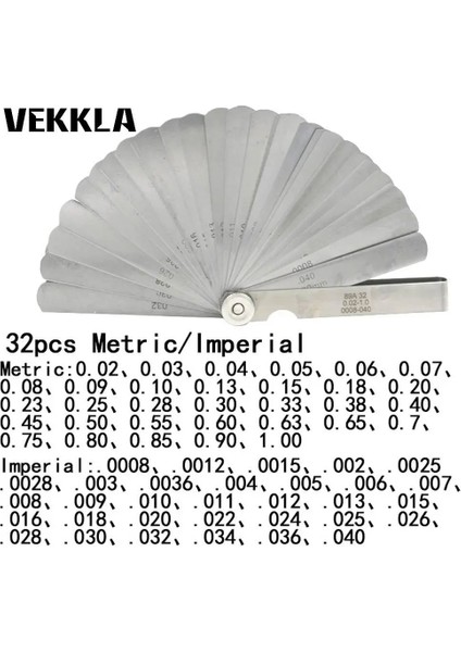 Beyaz Vekkla 32 Adet 0.02-1.0mm Bıçak Master Feeler Ölçer Paslanmaz Çelik Ölçme Aracı Pratik Bıçak Master Feeler Ölçer Aracı Seti (Yurt Dışından)