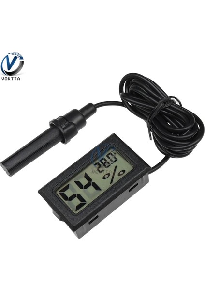 Siyah LCD Dijital Termometre Higrometre Kontrol Cihazı Kapalı Gömülü Sıcaklık Nem Ölçer Cihazı 1.5m Sensör Prob Kablosu ile (Yurt Dışından)