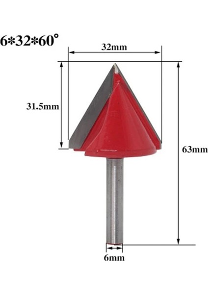 32MM 60 Derece 1 Adet Değirmen Tungsten Çelik Ağaç Işleme Freze Kesicisi V Bit Cnc Katı Karbür Uç 3D Ahşap Yönlendirici Bit 60 90 120 150 Derece 6mm (Yurt Dışından)