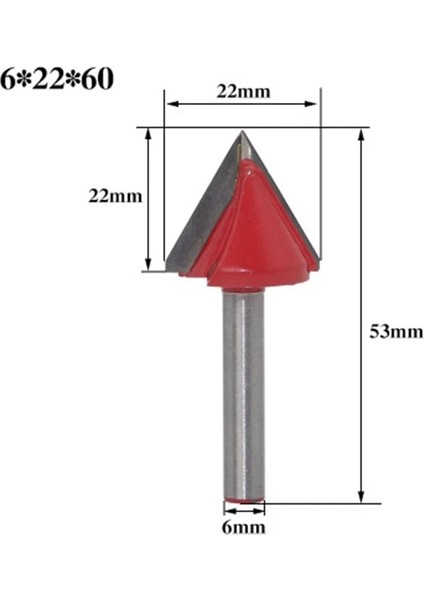 22MM 60 Derece 1 Adet Değirmen Tungsten Çelik Ağaç Işleme Freze Kesicisi V Bit Cnc Katı Karbür Uç 3D Ahşap Yönlendirici Bit 60 90 120 150 Derece 6mm (Yurt Dışından)