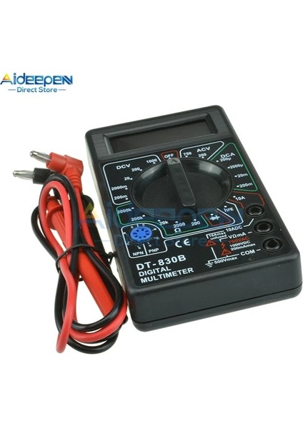 Siyah DT830B Mini LCD Dijital Multimetre Voltmetre Ampermetre Ohmmetre Multimetre Volt Ac Dc Transistör Diyot Test Cihazı Ölçer Probu ile (Yurt Dışından)