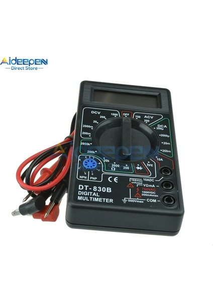 Siyah DT830B Mini LCD Dijital Multimetre Voltmetre Ampermetre Ohmmetre Multimetre Volt Ac Dc Transistör Diyot Test Cihazı Ölçer Probu ile (Yurt Dışından)