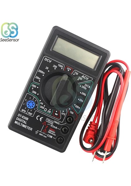 Sarı DT830B LCD Dijital Multimetre Volt Amp Ohm Tester Metre El Voltmetre Ampermetre Aşırı Yük Koruması Test Uçları ile (Yurt Dışından)