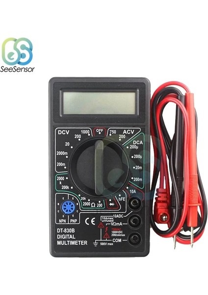 Sarı DT830B LCD Dijital Multimetre Volt Amp Ohm Tester Metre El Voltmetre Ampermetre Aşırı Yük Koruması Test Uçları ile (Yurt Dışından)