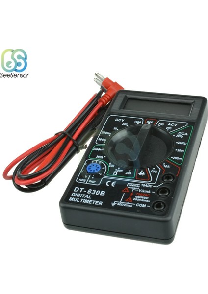 Sarı DT830B LCD Dijital Multimetre Volt Amp Ohm Tester Metre El Voltmetre Ampermetre Aşırı Yük Koruması Test Uçları ile (Yurt Dışından)