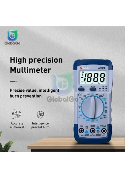Mavi Beyaz A830L LCD Dijital Multimetre Ac Dc Gerilim Diyot Frekans Multitester Akım Test Cihazı Buzzer Fonksiyonlu Aydınlık Ekran (Yurt Dışından)