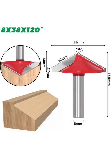 08 1 Adet 8mm Shank Freze Kesicisi Ahşap Oyma 60 90 120 150 Derece Tungsten Ağaç Işleme Freze Kesicisi 3D Freze Uçları Ahşap V Bit (Yurt Dışından)