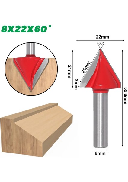 08 1 Adet 8mm Shank Freze Kesicisi Ahşap Oyma 60 90 120 150 Derece Tungsten Ağaç Işleme Freze Kesicisi 3D Freze Uçları Ahşap V Bit (Yurt Dışından) modelleri