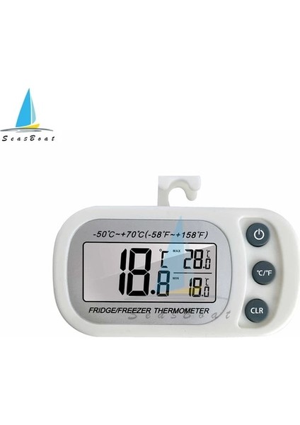 Beyaz Asılı Ev Mini Dijital Elektronik Buzdolabı Don Dondurucu Odası LCD Buzdolabı Termometre Ölçer Kanca ile -20°c~50°c (Yurt Dışından)