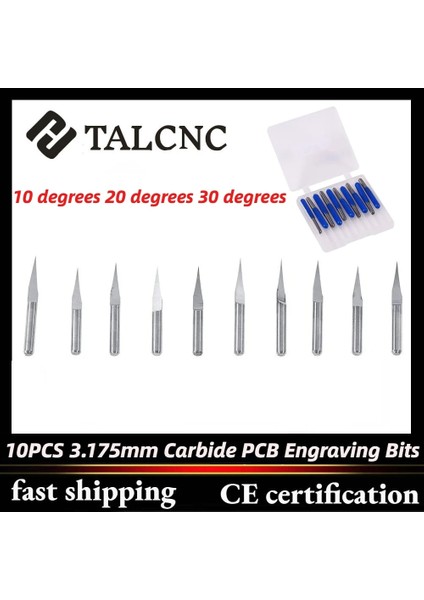 10 Adet DEGREE45X0.2MM 10 Adet 3.175MM Karbür Pcb Gravür Alet Uçları Ahşap Pcb Gravür Ipuçları Freze Kesicisi Dıy Hobi Bıçak Cnc 1610 2418 3018 Pro (Yurt Dışından)