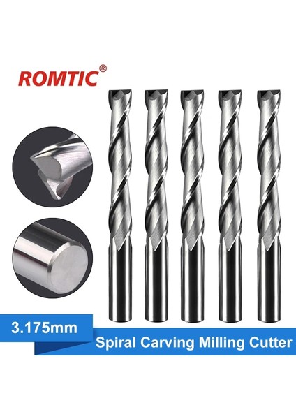 3.175X2.0X6HX38L Mdf Planya Çiçek Kesme Spiral Oyma Freze Kesici Ahşap Tahta Gravür Sunta Için Tungsten Karbür Frezeler (Yurt Dışından)