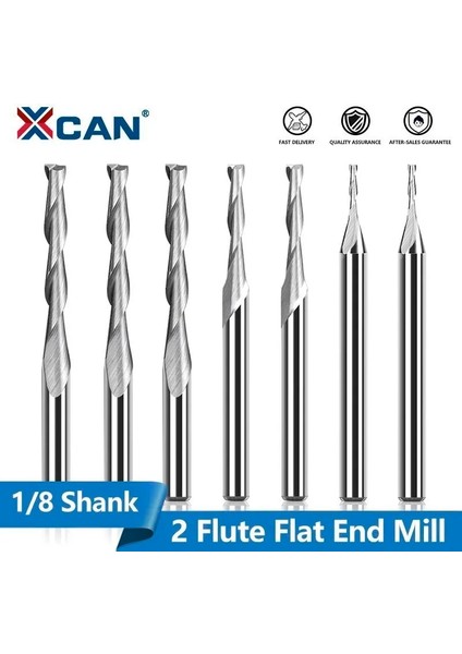3.175X2.5X15X38L Xcan 2 Flüt Düz Uçlu Değirmen Karbür Cnc Router Gravür Ucu Freze Kesici Spiral Frezeler Ahşap 3.175 4 6 8 10 12MM Shank (Yurt Dışından)