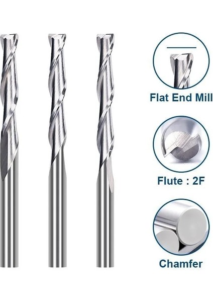 3.175X2.5X15X38L Xcan 2 Flüt Düz Uçlu Değirmen Karbür Cnc Router Gravür Ucu Freze Kesici Spiral Frezeler Ahşap 3.175 4 6 8 10 12MM Shank (Yurt Dışından) fırsatları