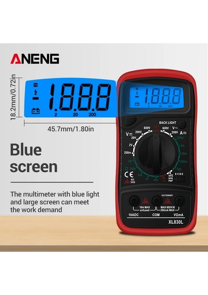 Yeşil Aneng XL830L Dijital Multimetre Esr Metre Test Cihazları Otomotiv Elektrik Dmm Transistör Tepe Test Cihazı Metre Kapasite Ölçer (Yurt Dışından)