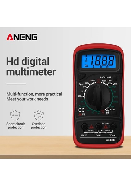 Yeşil Aneng XL830L Dijital Multimetre Esr Metre Test Cihazları Otomotiv Elektrik Dmm Transistör Tepe Test Cihazı Metre Kapasite Ölçer (Yurt Dışından)