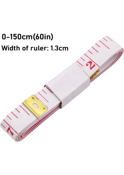 1.3 cm Kırmızı Beyaz Mezura Vücut Ölçme Cetveli Dikiş Terzi Aracı 150 Cm/60 "giysi Göğüs Kalça Bel Boyutu Standart Bant Pvc (Yurt Dışından)