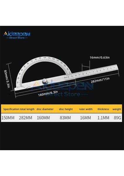 14 cm 180 Derece Iletki Metal Açı Bulucu Gonyometre Açı Cetvel Paslanmaz Çelik Ağaç Işleme Araçları Döner Ölçüm Cetveli 100/150 (Yurt Dışından) modelleri