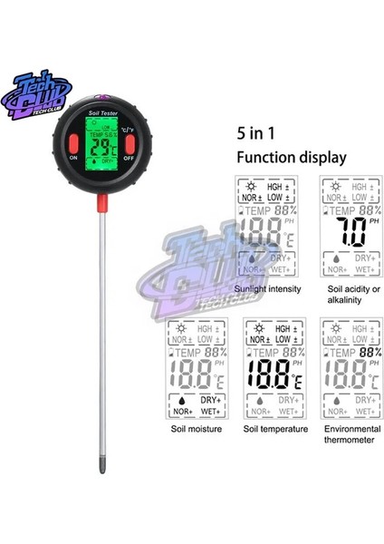 3'ü 1 Arada 3'ü 1/4'ü 1/5'i 1'de Toprak Ph Ölçer Toprak Test Cihazı Nem Ölçer Sıcaklık Güneş Işığı Ölçüm Analizi Asitlik Alkali Test Aracı (Yurt Dışından)