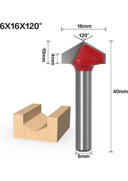 6X16X120 6mm Shank 3D V Şeklinde Bilgisayar Oyma Bıçağı Cnc Katı Karbür Parmak Freze Kesici Ağaç Işleme Mdf Yönlendirici Bit 60/90/120/150 Derece (Yurt Dışından)