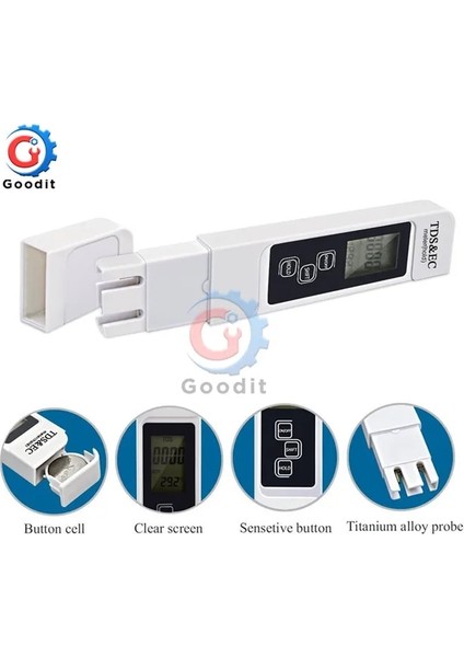 Beyaz Tds Ec Metre Sıcaklık Test Cihazı Kalem 3 In 1 Fonksiyonlu Iletkenlik Su Kalitesi Ölçüm Aracı Tds Ec Test Cihazı 0-9990 Ppm 15% (Yurt Dışından)
