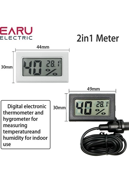 Telli Siyah Mini LCD Dijital Termometre Higrometre Termostat Iç Mekan Uygun Sıcaklık Sensörü Nem Ölçer Ölçer Aletler Probu (Yurt Dışından)