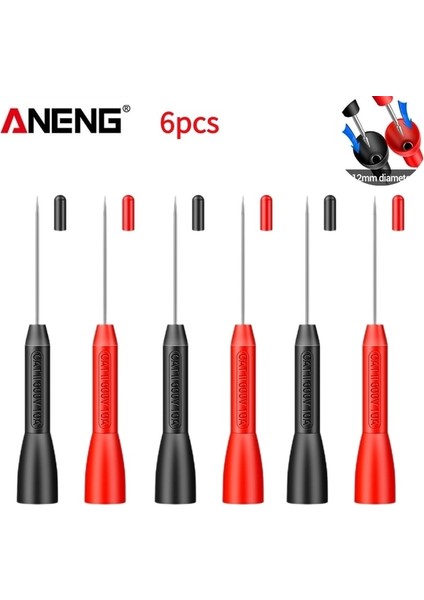 6 Adet 10A 2/4/6 Adet Yalıtım Delici Iğne Pimi Tahribatsız Multimetre Test Probu 10A 600 V 2mm Test Ucu Multimetre Test Probları (Yurt Dışından)