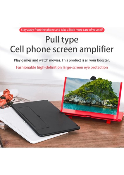 Kırmızı 12 Inç 10/12/14 Inç 3D Cep Telefonu Ekran Büyüteç Hd Video Amplifikatör Stand Braketi Film Oyunu Katlanır Telefon Masası Tutucu (Yurt Dışından) fiyatları