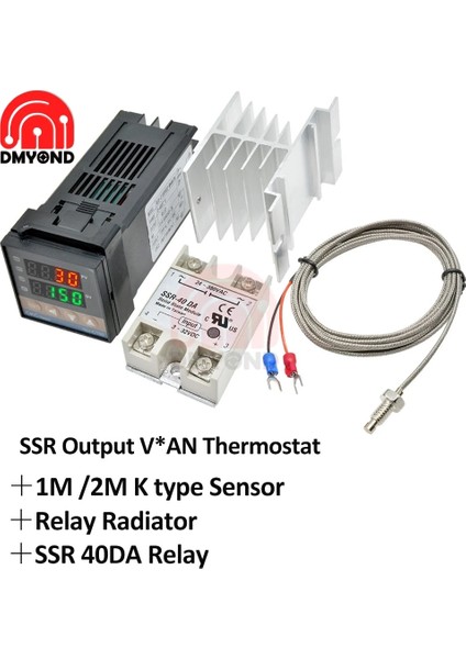 40A Ssr Röle REX-C100 Termostat Rex C100 Pıd Dijital Sıcaklık Kontrol Cihazı Ssr Çıkışı + MAX.40A Ssr Röle + K Termokupl 1m 2m Prob Rkc (Yurt Dışından)