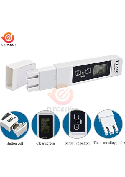 Mavi Taşınabilir Tds Ec Metre Sıcaklık Test Cihazı Kalem 3 In1 Fonksiyonu Iletkenlik Filtresi Ölçme Su Kalitesi Saflık Test Cihazı 0-9990PPM (Yurt Dışından)