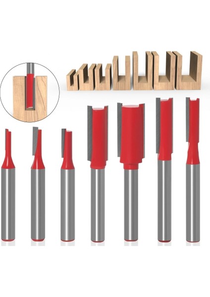 A-02 1/4 "6mm Shank Düz Bit Tungsten Karbür Tek, Çift Flüt Yönlendirici Bit Ahşap Freze Kesicisi Ahşap Sondaj Ağaç Işleme Araçları (Yurt Dışından)