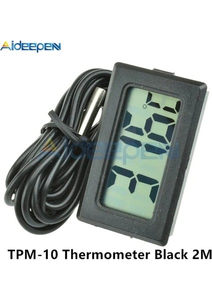 Tpm-10 2m Siyah -50 ~ 110C LED Sıcaklık Ölçer Dedektörü Sensör Probu 12V Dijital Termometre Monitör Test Cihazı Akvaryum Endüstriyel Ekipmanları (Yurt Dışından)