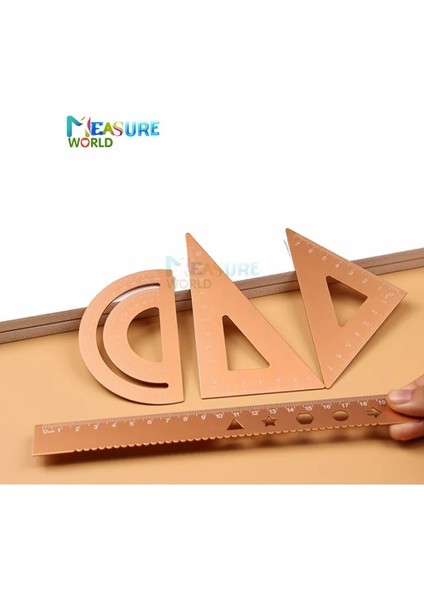 Altın 4 In 1 Metal Cetvel Alüminyum Alaşımlı Açı Cetvel Iletki Üçgen Cetvel Çok Fonksiyonlu Ölçme Alet Takımı Kare Açıölçer (Yurt Dışından)