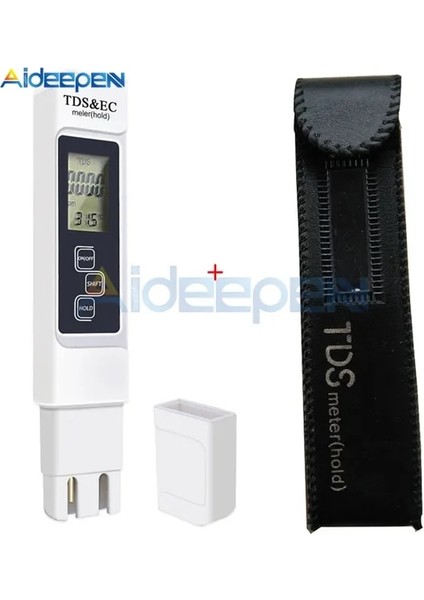 Beyaz Kılıflı Tds Ec Metre Tds-3 Sıcaklık Test Cihazı Kalemi 3 In1 Fonksiyonlu Iletkenlik Su Kalitesi Ölçüm Aracı Tdsec Test Cihazı 0-9990PPM (Yurt Dışından)