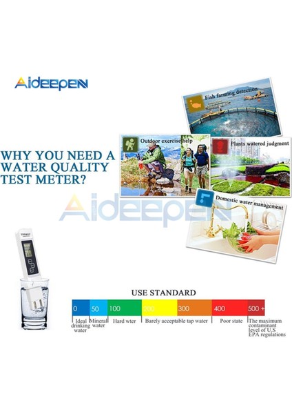 Beyaz Kılıflı Tds Ec Metre Tds-3 Sıcaklık Test Cihazı Kalemi 3 In1 Fonksiyonlu Iletkenlik Su Kalitesi Ölçüm Aracı Tdsec Test Cihazı 0-9990PPM (Yurt Dışından) indirimleri
