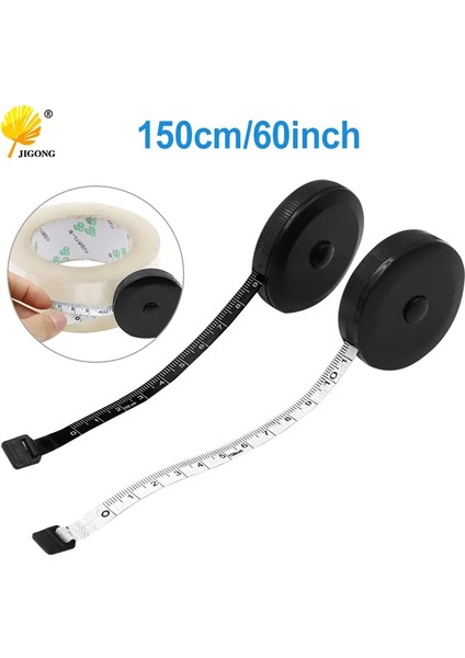 Siyah ve Beyaz 1.5 M 60 Inç Siyah Çift Taraflı Ölçüm Bandı Otomatik Geri Çekilebilir Aletler Abs Esnek Dikiş Mini Ölçüm Bandı (Yurt Dışından) fiyatları
