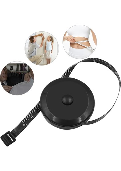 Siyah ve Beyaz 1.5 M 60 Inç Siyah Çift Taraflı Ölçüm Bandı Otomatik Geri Çekilebilir Aletler Abs Esnek Dikiş Mini Ölçüm Bandı (Yurt Dışından) fırsatları