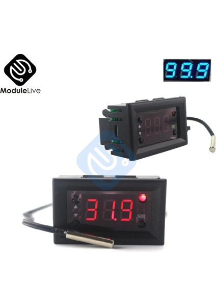 Mavi W1218 Dc 12V Kırmızı Mavi LED Dijital Ekran Sıcaklık Kontrol Cihazı Termostat Regülatörü Vali Kontrol Hızı Ntc Sensörü ile (Yurt Dışından)
