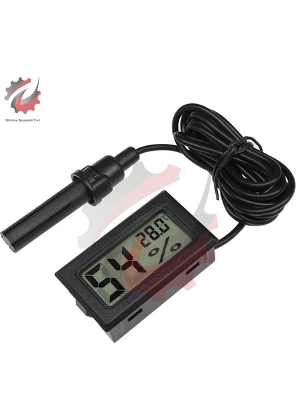 Siyah 1.5 M Mini LCD Dijital Termometre Higrometre Termostat Kapalı Uygun Sıcaklık Sensörü Nem Ölçer Ölçer Aletleri Probu (Yurt Dışından)