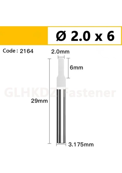 2.0X6X3.175MM (2164) Ø0.8-6mm Katı Karbür Tek Flüt Düz Yönlendirici Bit End Mill Cnc Freze Kesicisi Gravür Aracı Akrilik Mdf Plastik HRC63 (Yurt Dışından)