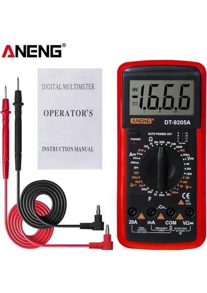 Kırmızı Aneng DT9205A Dijital True Rms Multimetre Ac/dc Transistör Gerilim Test Cihazı Elektrikli Ncv Profesyonel Analog Otomatik Aralığı Multimetro (Yurt Dışından)